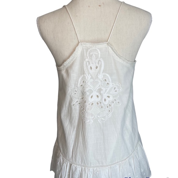 Anthropologie Letmebe Embroidered Eyelet Lace Peplum White Tunic NWT Size 4 - Picture 8 of 16